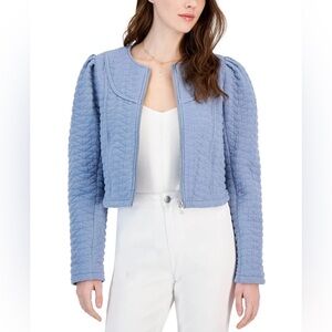 Avec Les Filles Women's Quilted Puff-Shoulder Zip-Front Jacket
